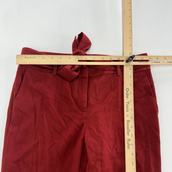 LOFT Pants Womens 4 Red Straight Mid Rise Ankle Trouser Tie Waist - Picture 6 of 8